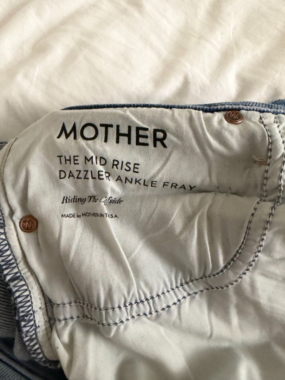 MOTHER The Mid Rise Dazzler Ankle Fray Jeans Size 25 - Picture 8 of 8